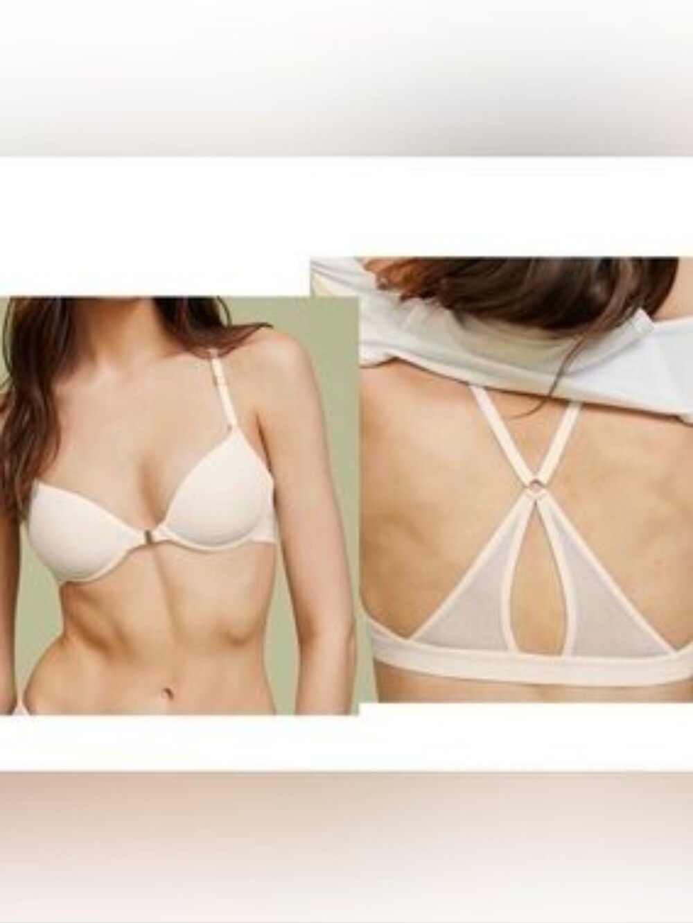 Pepper Size 36AA Beige Racerback Up Front Close Underwire Bra